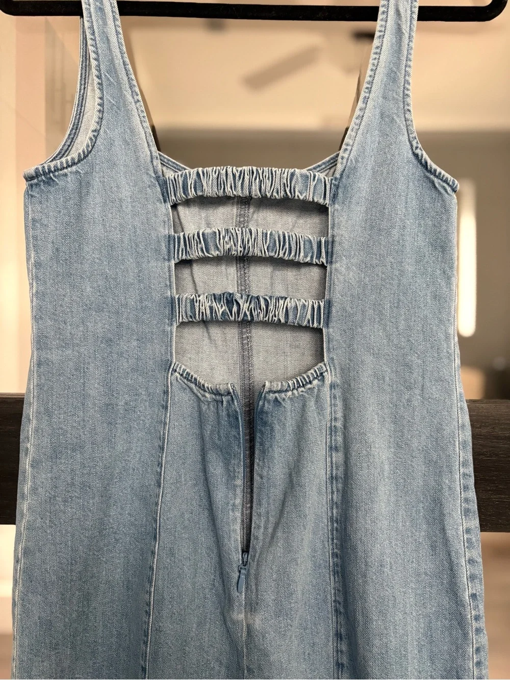 Show Me Your Mumu Steph Mini Dress Gloomy Blue Denim Open Back Revolve Size M - Picture 8 of 12